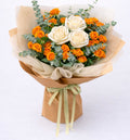 Orange Spray Roses & White Roses Bouquet