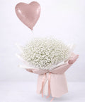 Blush Helium Heart Balloon & Baby’s Breath Bouquet