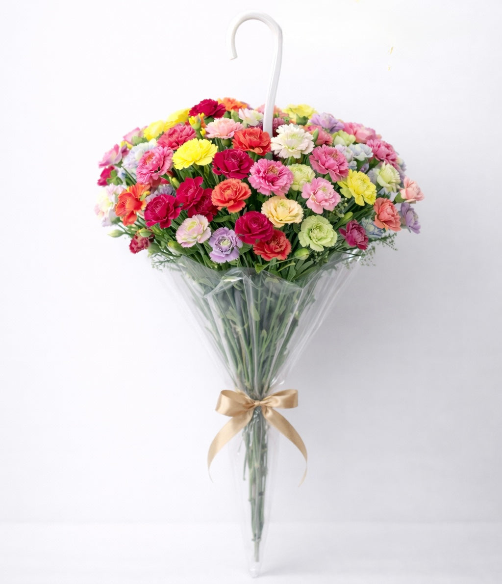 Colorful Carnation Umbrella Bouquet